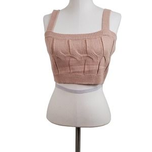 NASTY GAL | CABLE KNIT WOVEN TAN SWEATER CROP TOP WOMEN'S SIZE MEDIUM